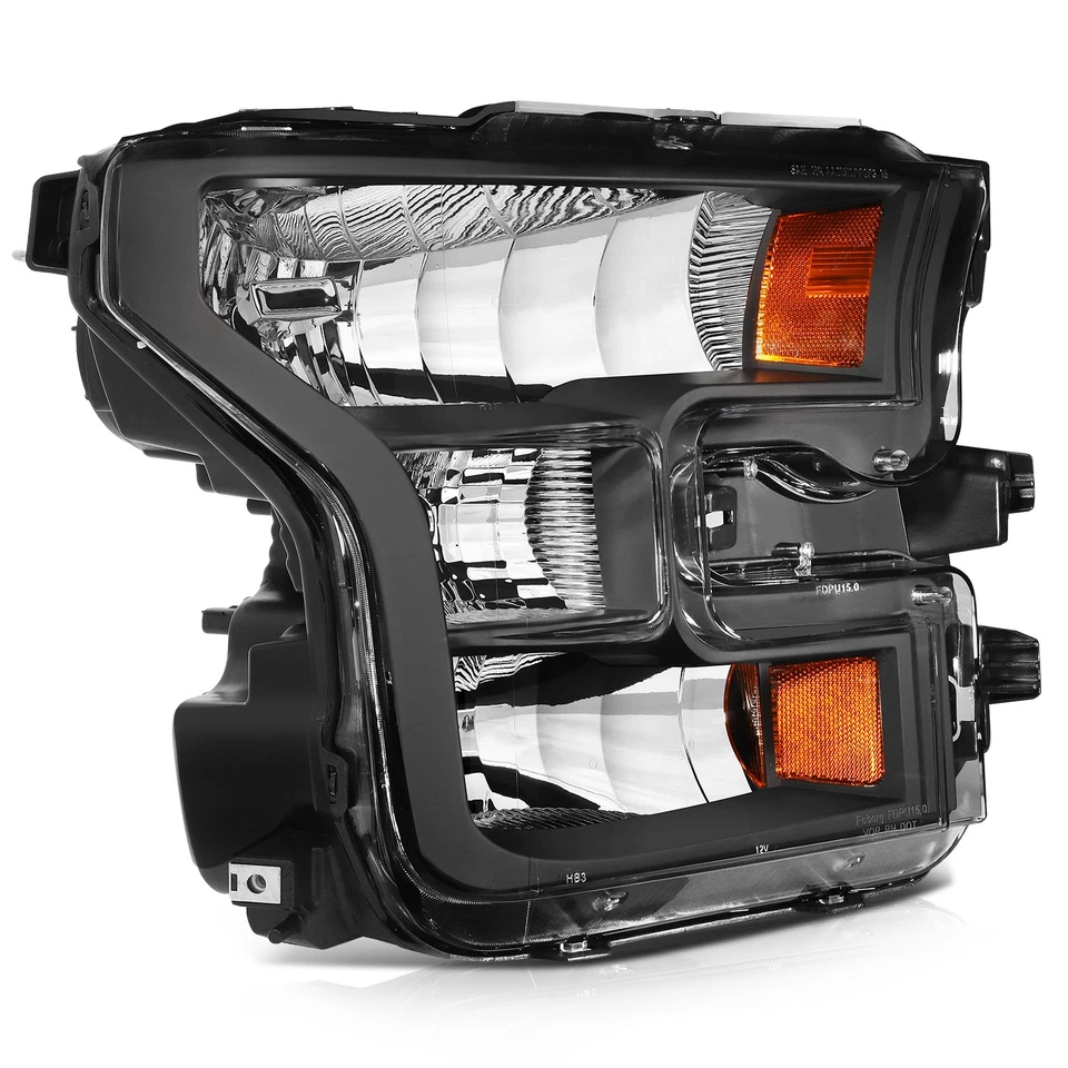 Headlights Assembly For 2015-2017 Ford F150 Black Housing Clear Lens Replacement - Image 4 of 4