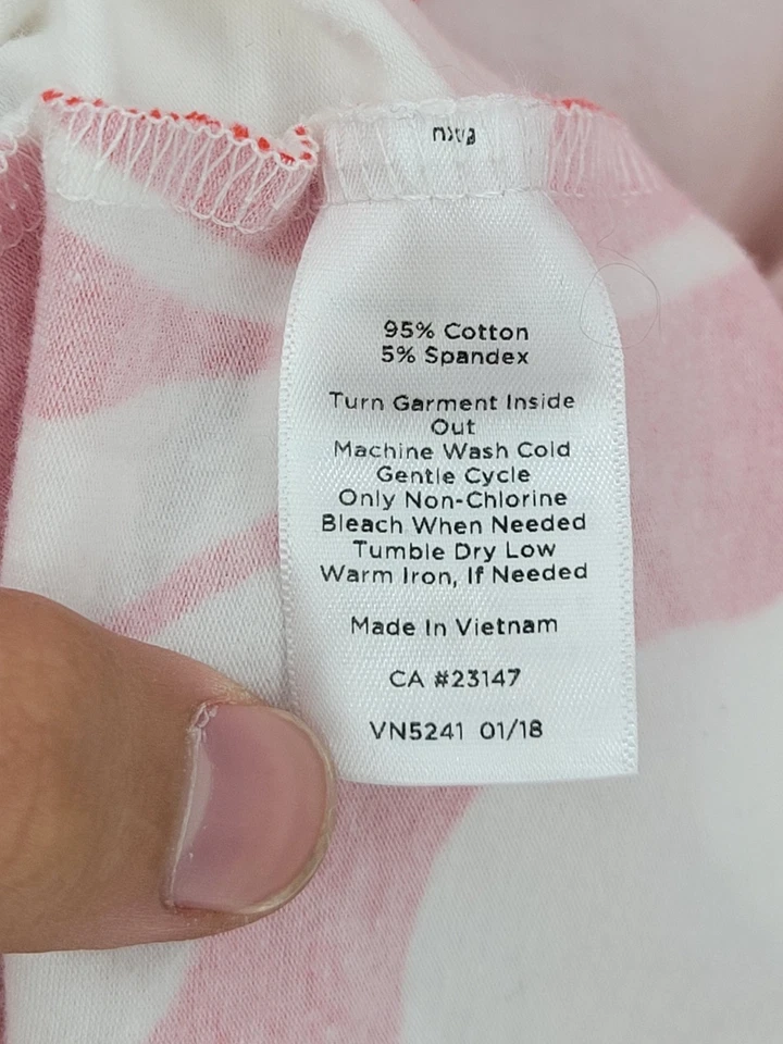 Talbots Top Womens Large Petite Pink Red White Hawaiian Floral 3/4 Artsy - Image 4 of 4