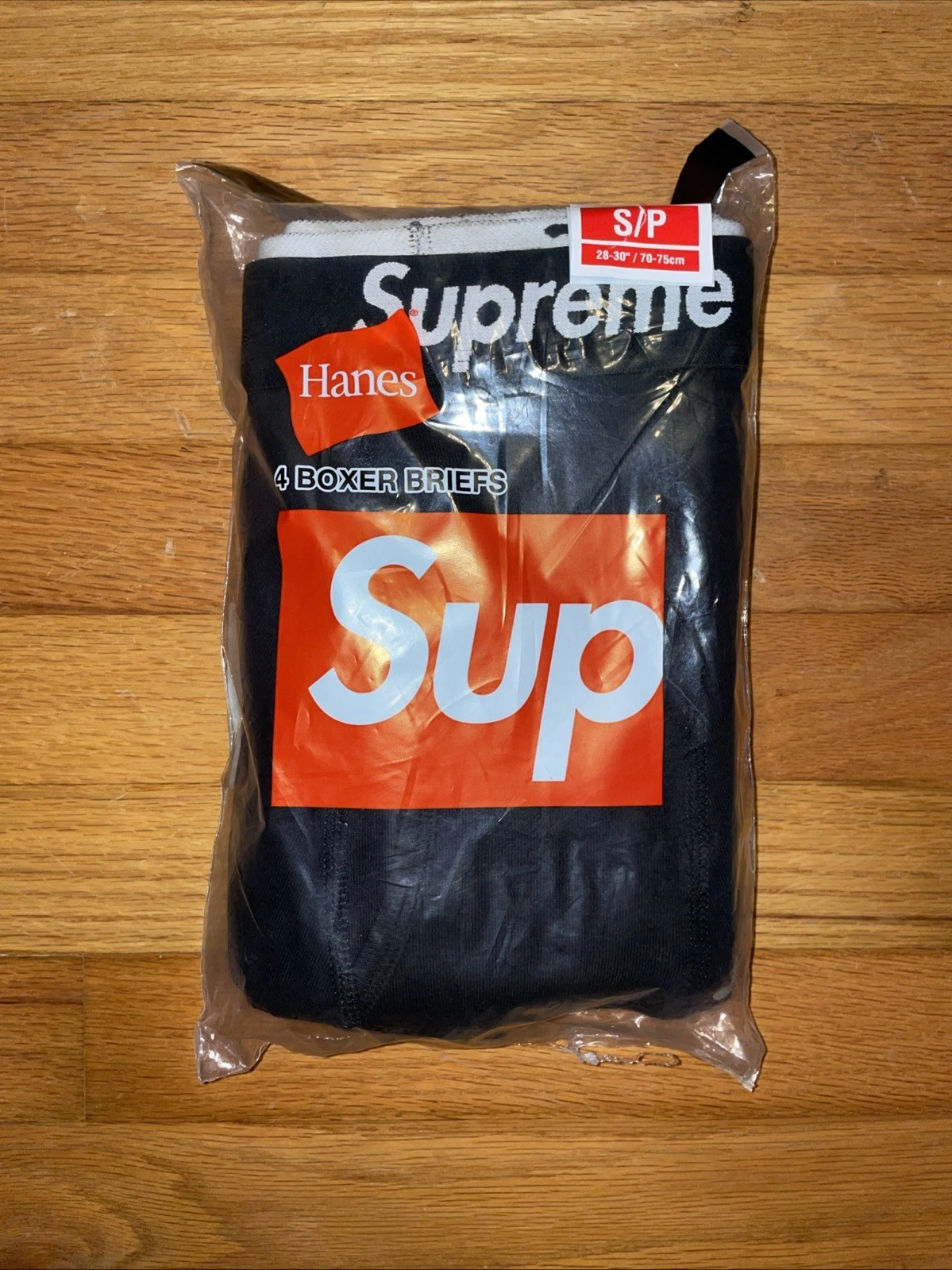 Authentique boxer noir Supreme / Hanes (1 paire) sous vêtement taille S