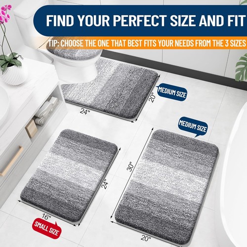 OLANLY Bathroom Rugs Mat 30x20, Extra Soft Absorbent 30" x 20", Grey - Picture 2 of 7