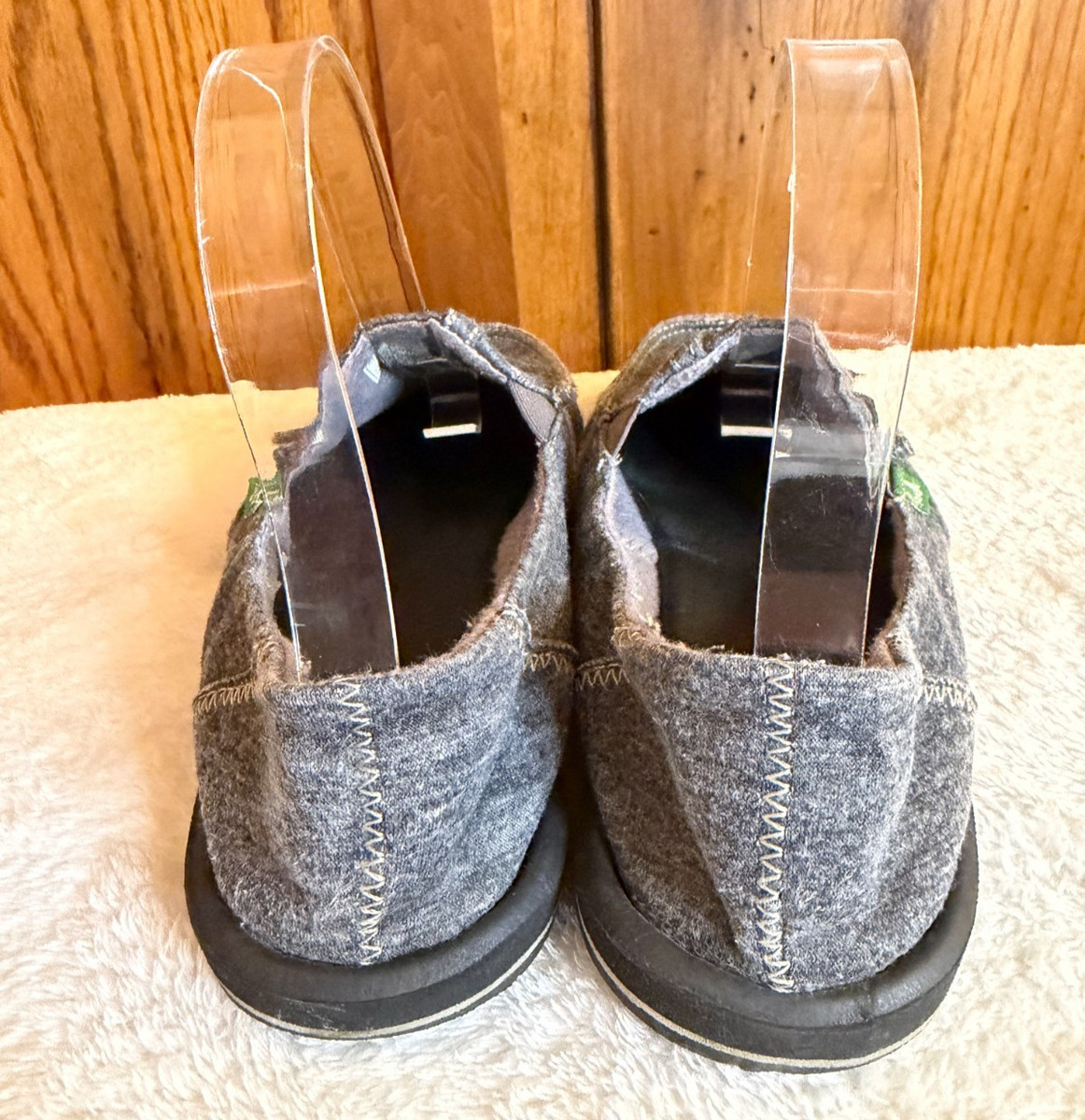 Sanuk Womens Pick Pocket Fleece Flat Shoes Charcoal Size 6 View 5