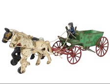 Kenton 5 15" Long Cast Iron Horse Drawn Sand Gravel Wagon with Driver