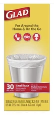 6x Glad Small Trash Bags, 4 Gallon, 30 Count Each (Pack of 6)