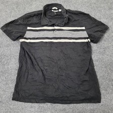 Calvin Klein Polo Mens Size L Black Liquid Touch Striped Short Sleeve Shirt
