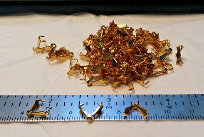Jewelry Findings: 9 MM Gold Tone Pinch Bails W/Loop 100PCS 10-01-2020 NOS
