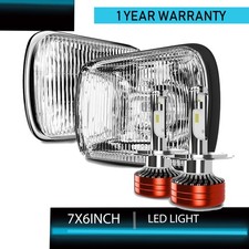 Pair H6054 5x7 Headlights DRL LED Fog Light H4 Offroad