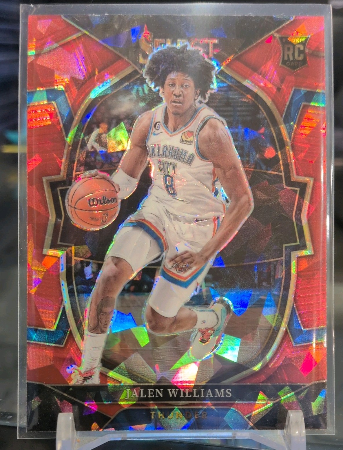 2022-23 Panini Select Concourse Jalen Williams RC #90 Red Cracked Ice Prizm OKC