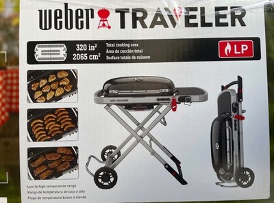 Weber Traveler 320-Sq in Gray Portable Gas Grill
