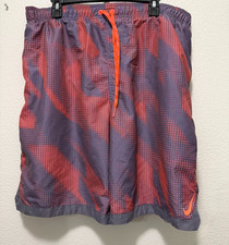 Nike gray and orange swimming trunks, lined, drawstring waist, pockets, XXL