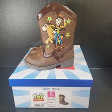 Disney Toy Story Woody Bullseye Cowboy Boots Side Zip Brown Toddler Boys Size 5