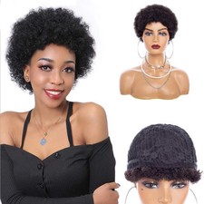 Black Brown Blonde Pixie Cut Human Hair Afro Kinky Curly Wigs for Black Women