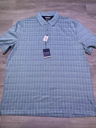 NWT Jos A Bank Large Traditional Fit Blue Geometric Polo Comfort Stretch NEW $45 - Picture 2 of 8
