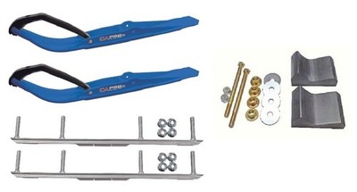 C&A Pro Blue Razor Snowmobile Skis w/ 4.5'' Shaper Bars Complete Kit Polaris