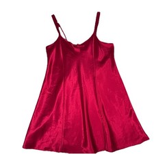 Morgan Taylor Intimates red short slip/lingerie adjustable straps 7 inch slit