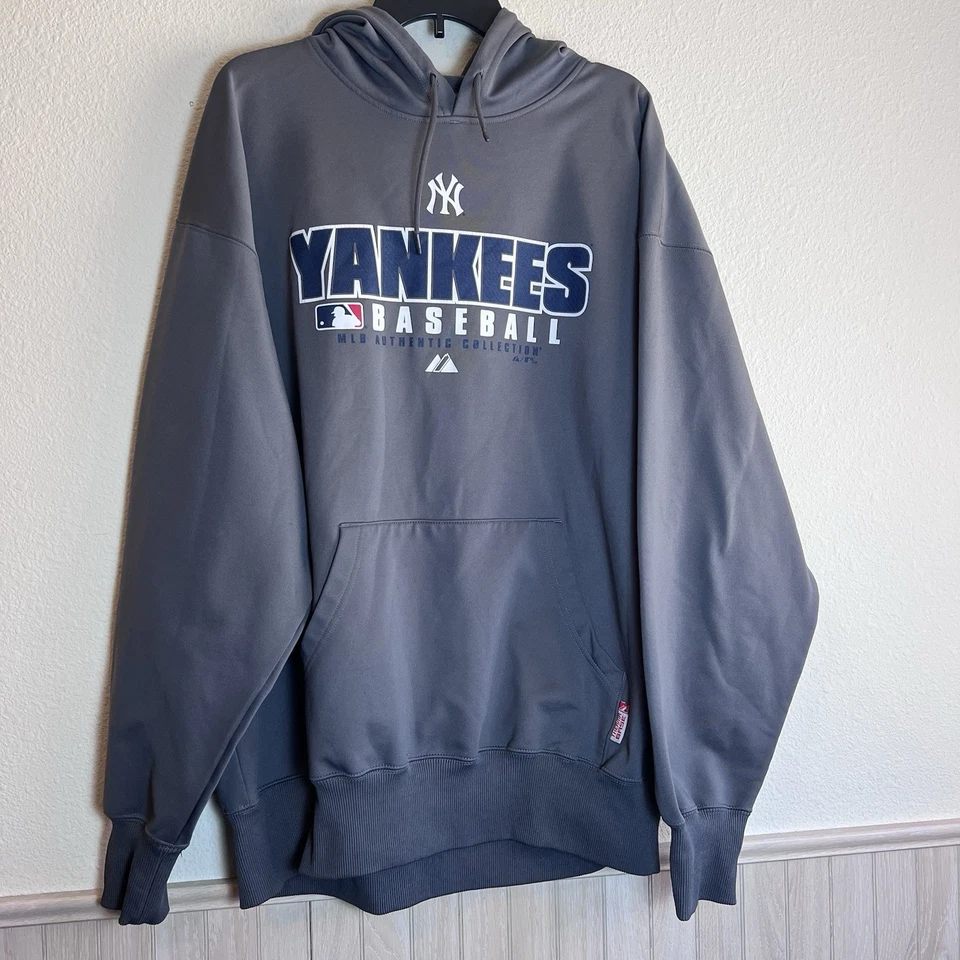 Подлинная толстовка с капюшоном New York Yankees MLB Therma Base серая XXL подходит для фанатов с логотипом - Изображение 2 из 4