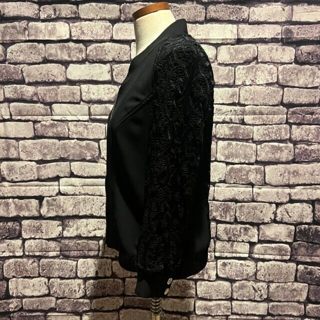 Cache Black Solid/Lace Jacket Size 8 Long Sleeves… - image 4
