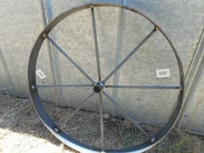 1) 24"  steel ornamental Iron Garden Wagon Wheel western rustic art cannon cart