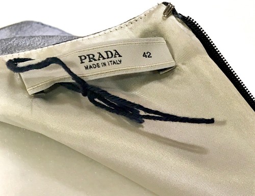 PRADA Kleid Vintage grau SEIDE Muster wunderschön Unikat 50er Jahre Vibe Gr. 4-6 - Bild 9 von 10