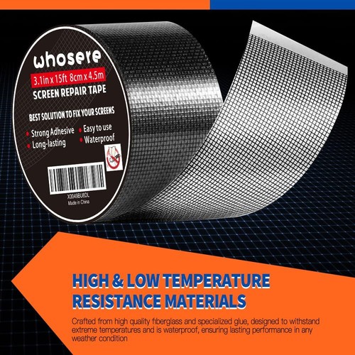 Window Screen Repair Tape Kit, Strong Adhesive Fiberglass Covering 3 in X 15 FT - Picture 2 of 2