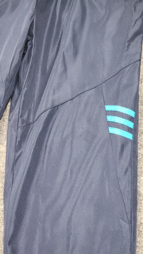 Kids Navy Blue Tracksuit Trousers with Turquoise Lines Size XL - Picture 2 of 4