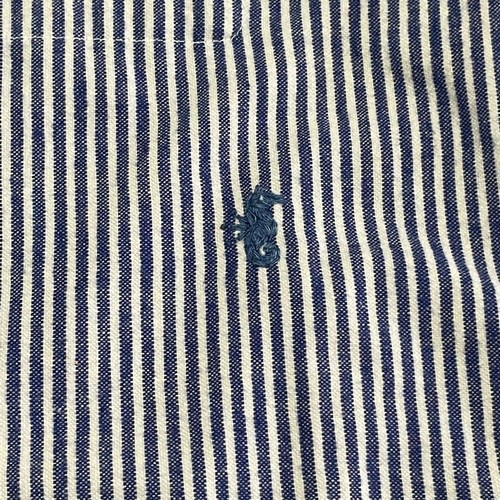 45R / 45rpm Baumwolle Oxford Hemd Kragen gestreift Bluse blau NEU - Bild 5 von 10