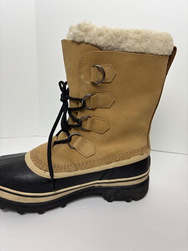 Sorel Caribou Tan Black Nubuck Leather Waterproof Snow Boots size 8 Women - Picture 9 of 15
