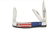 Rite Edge USA Flag 3 Blade Stockman Folding Pocket Knife 3 1/2" Closed 211582