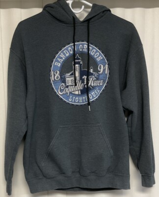 Bandon Oregon Lighthouse Hoodie Men s Medium Gray