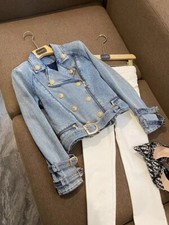 Designer Inspired Denim Jacket With Gold Button Detail