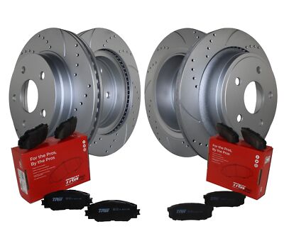 Front Rear Brake Kit Drilled Rotors TRW Metallic Pads For Aspen Durango Ram 1500