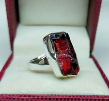 Natural Garnet Ring 925 Sterling Silver Handmade Ring Raw Gemstone Ring R92