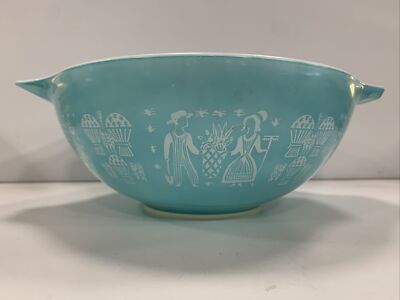 Vintage Pyrex Amish Butterprint Cinderella Turquoise/Blue 4QT