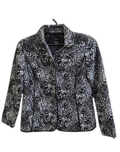 RQT Full Zip Lightweight Printed Quilted Jacket, size Small, Black White - Picture 9 of 14