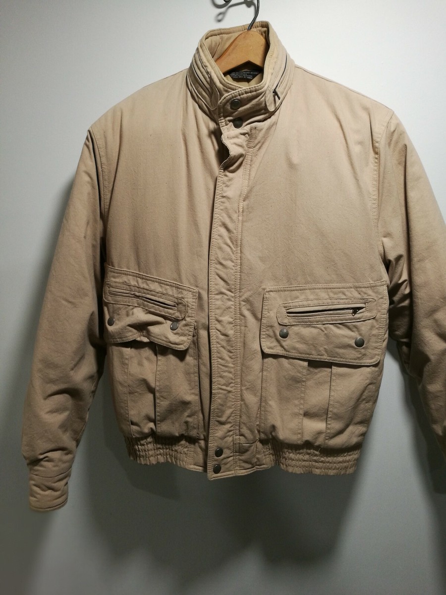 Vintage** EXPRESSIONS Men's Winter Coat Beige Size Medium w/hidden