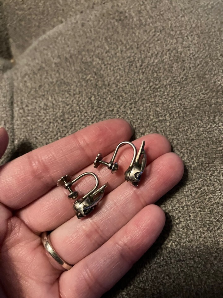 18k white gold black star sapphire screw on earrings unpierced ears eBay