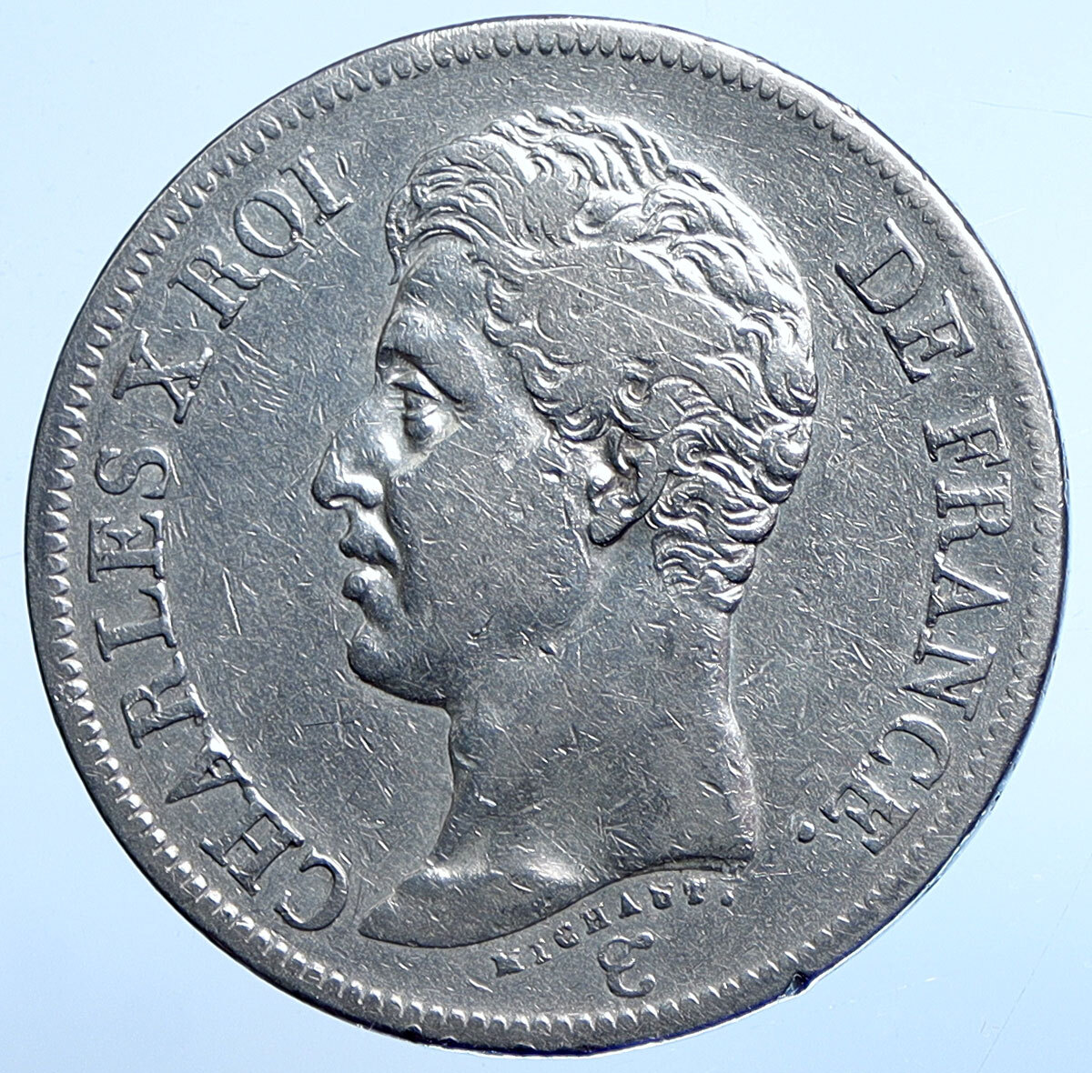 Cy'rqueフライヤーMAYALAFFLESIA繭LAREINECHARLES 1826 A FRANCE King CHARLES X Antique VINTAGE Silver FRENCH 5 Franc