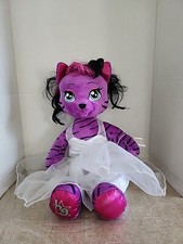 Build A Bear Honey Girls Teegan HG Purple Tiger Cat Plush Doll Toy 21  w/outfit