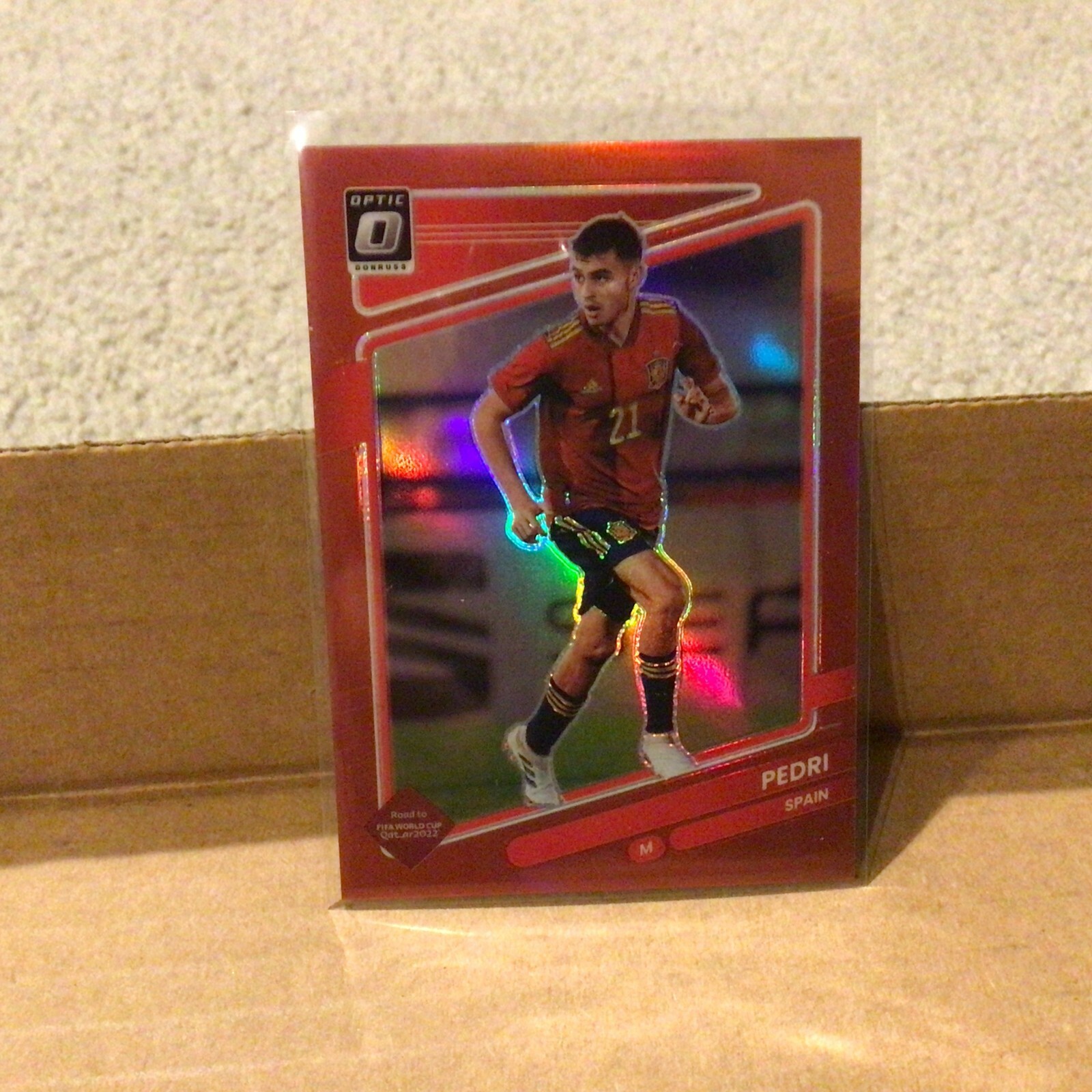 Pedri #151 Spain 2021-22 Donruss soccer Qatar OPTIC RED HOLO PRIZM 114/149 made