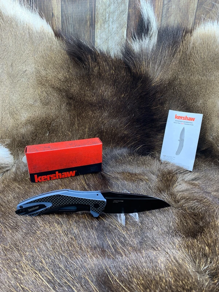 Kershaw 7008CFBLK Natrix XL Flipper Knife With Blue/Carbon Fiber Handles Mint - Image 4 of 4