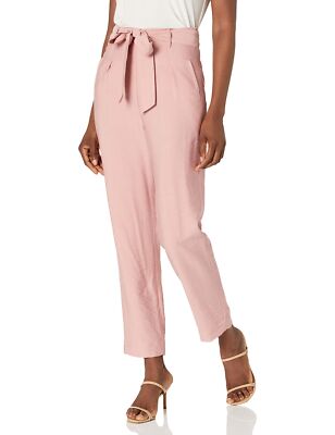 $88 BCBGeneration Women's Ankle Pants Tie Belt Side Back Pockets Pink Size Large