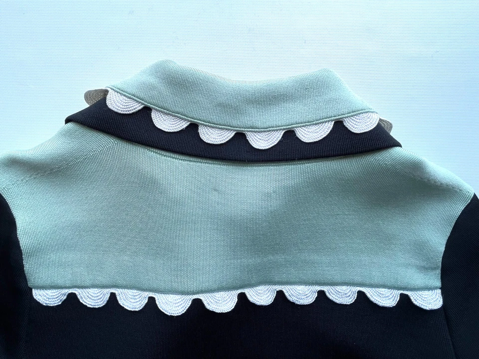 Vestido Issa $495 Azul Menta Verde Blanco Borde Elástico Tejido Cremallera Talla M Foto 4 de 4