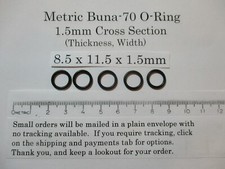8.5mm ID X 11.5mm OD x 1.5mm thick O-ring. JIS S9 Buna-70. Quan 5.