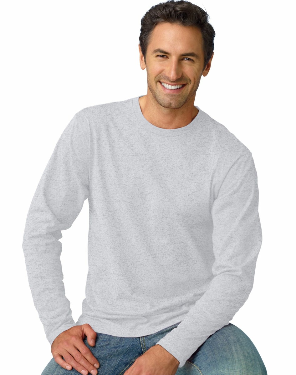 Hanes Mens TAGLESS Nano-T Long-Sleeve Tee