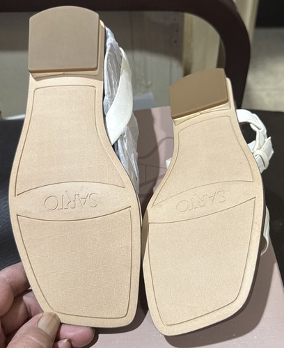 NEW Sarto SOFT WHITE LEATHER ANKLE STRAP Women's Sandal SZ 11 LOW HEEL A-EMA2 - Picture 2 of 5