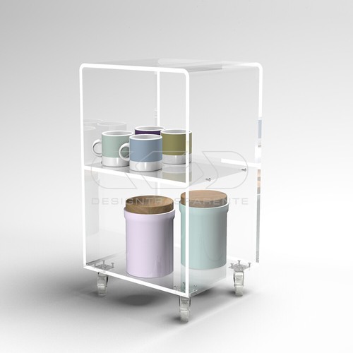 Carrello 40x30 mobiletto salvaspazio servitore in plexiglass - Foto 24 di 32