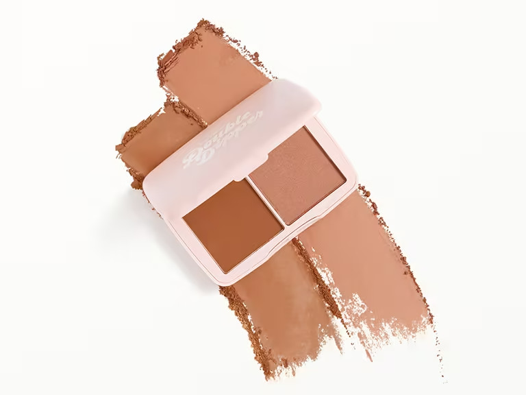 Half Caked Double Dipper Color Duo Matte Bronzer - Miami Beach shimmer highlight