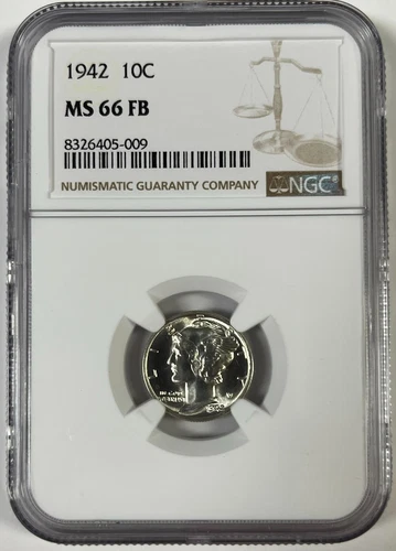 1942 Mercury Dime NGC MS66 FB Full Bands #3