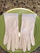 White Beaded Wedding Gloves