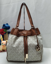 Michael Kors Ivory Leather Drawstring Bucket Shoulder Bag