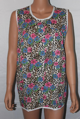 NEW   EASY ESSENTIALS SNAP FRONT SMOCK COBBLER APRON ANIMAL PRINT FLORAL M L XL